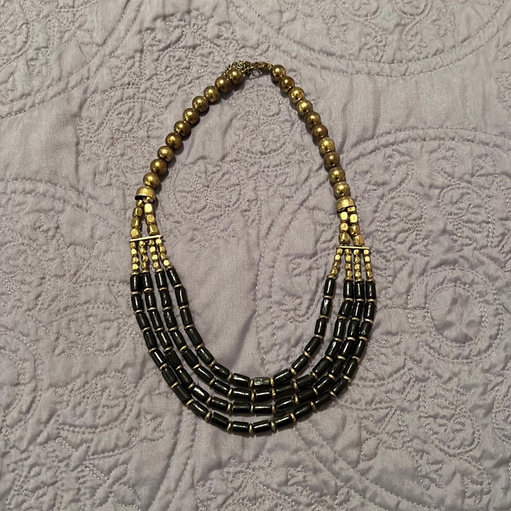 Black and Gold Beaded Necklace